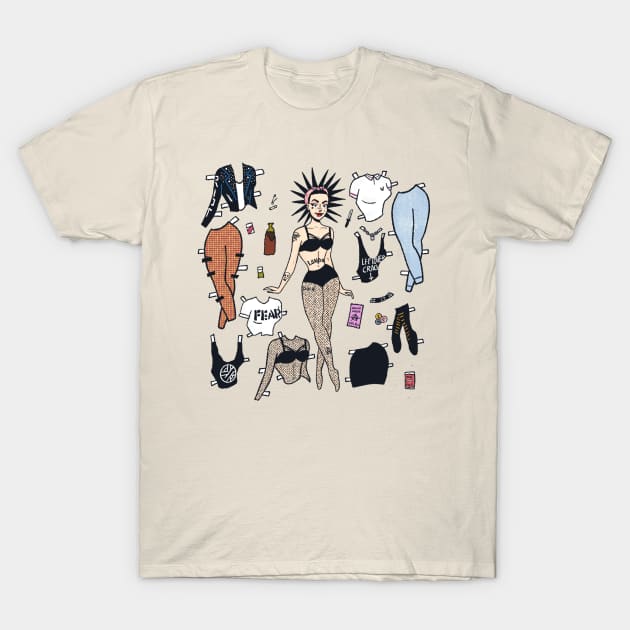 Punk girl paper doll T-Shirt by HEcreative